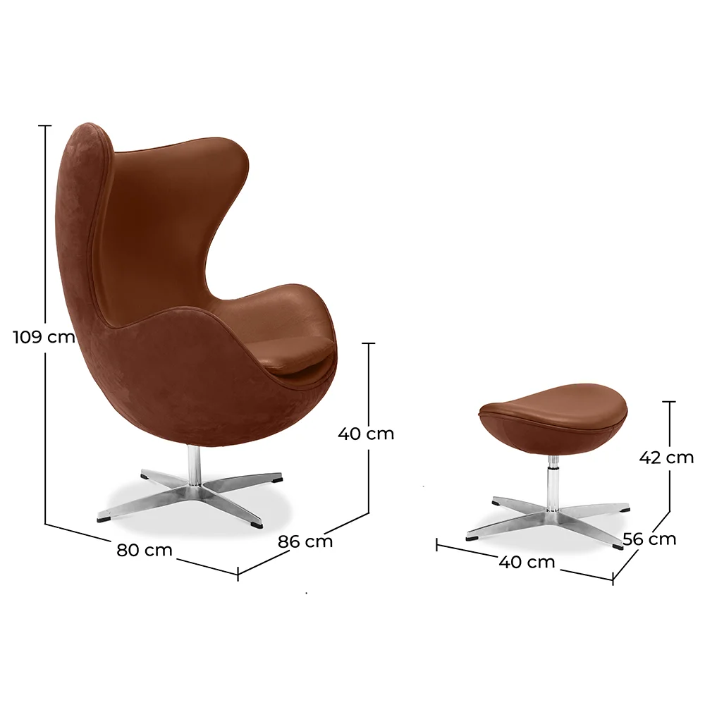  Design armchair with footrest - Leather upholstered - Brave image 10