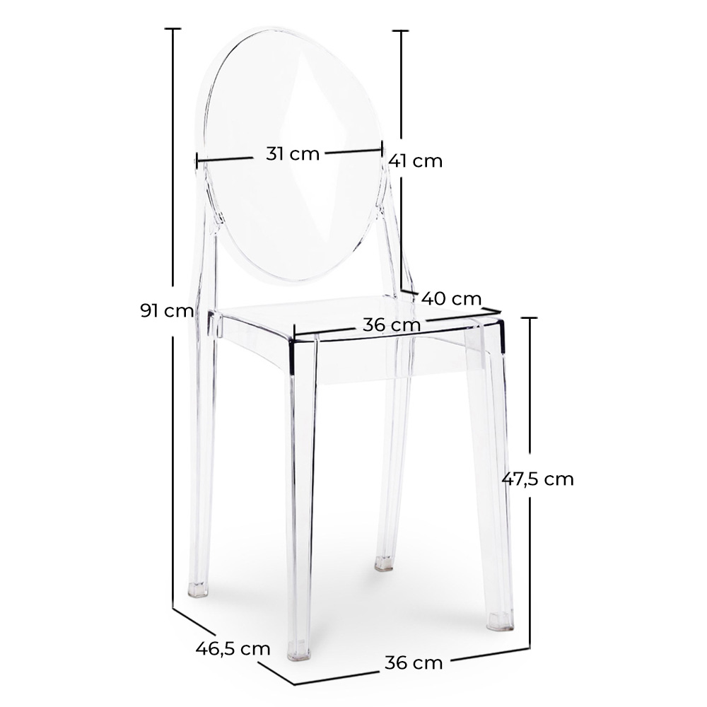 Pack of 4 Dining Chairs Transparent - Victoria Queen image 10