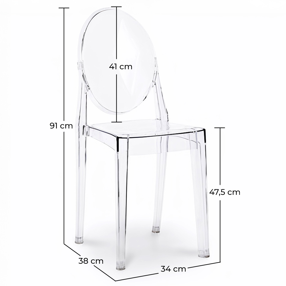 Pack of 4 Dining Chairs Transparent - Victoria Queen image 10