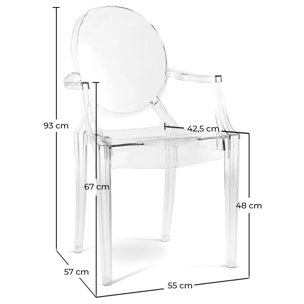 Transparent Dining Chair - Armrest Design - Louis XIV image 10