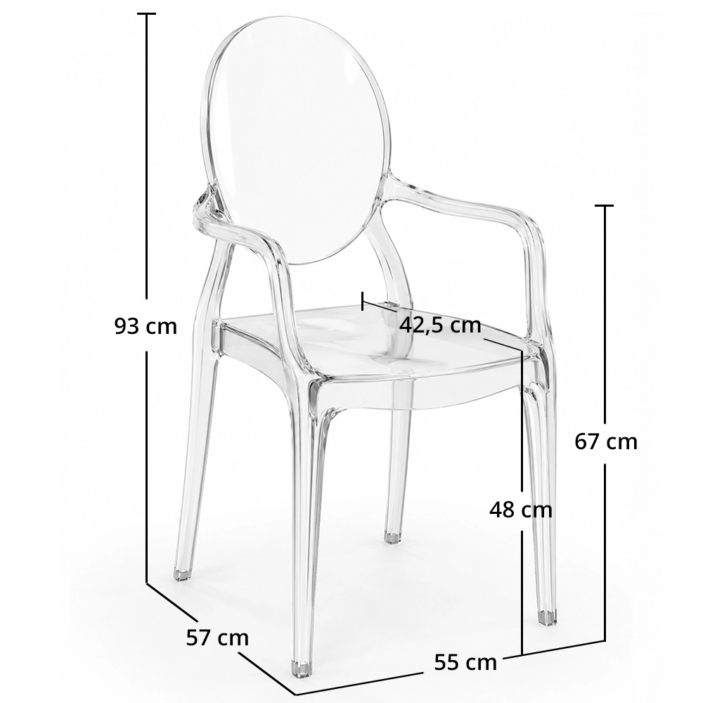 Transparent Dining Chair - Armrest Design - Louis XIV image 10