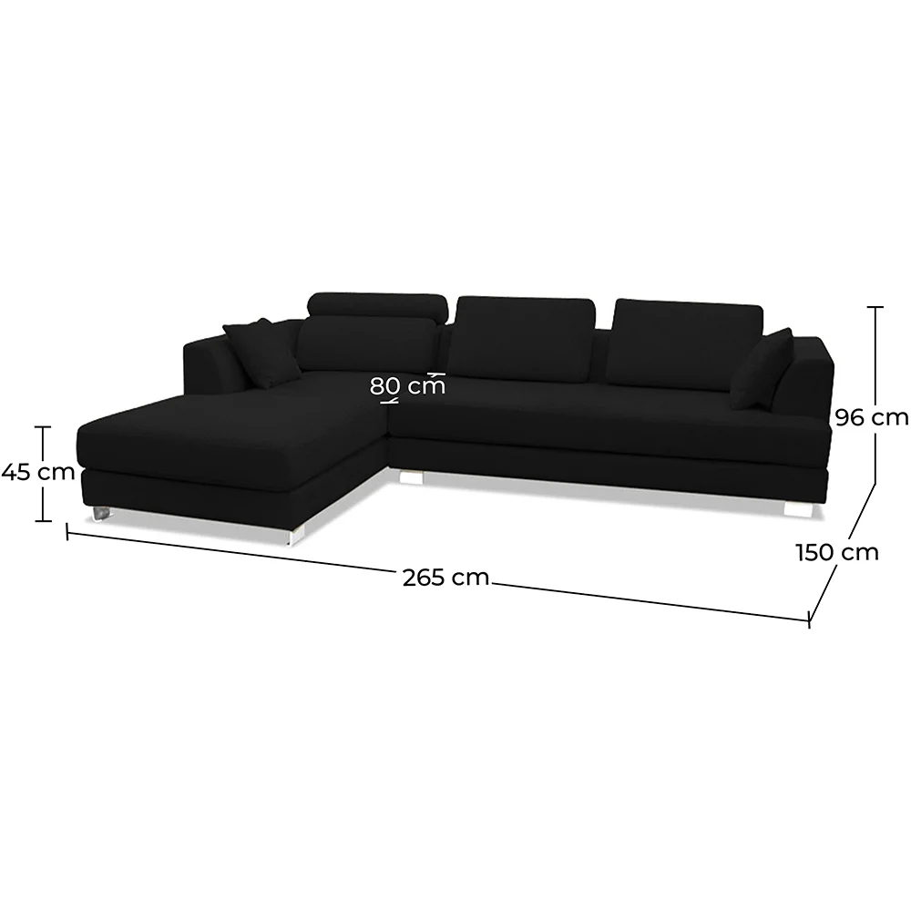 Chaise longue with 3 seats - Upholstered in fabric - Boretti image 10