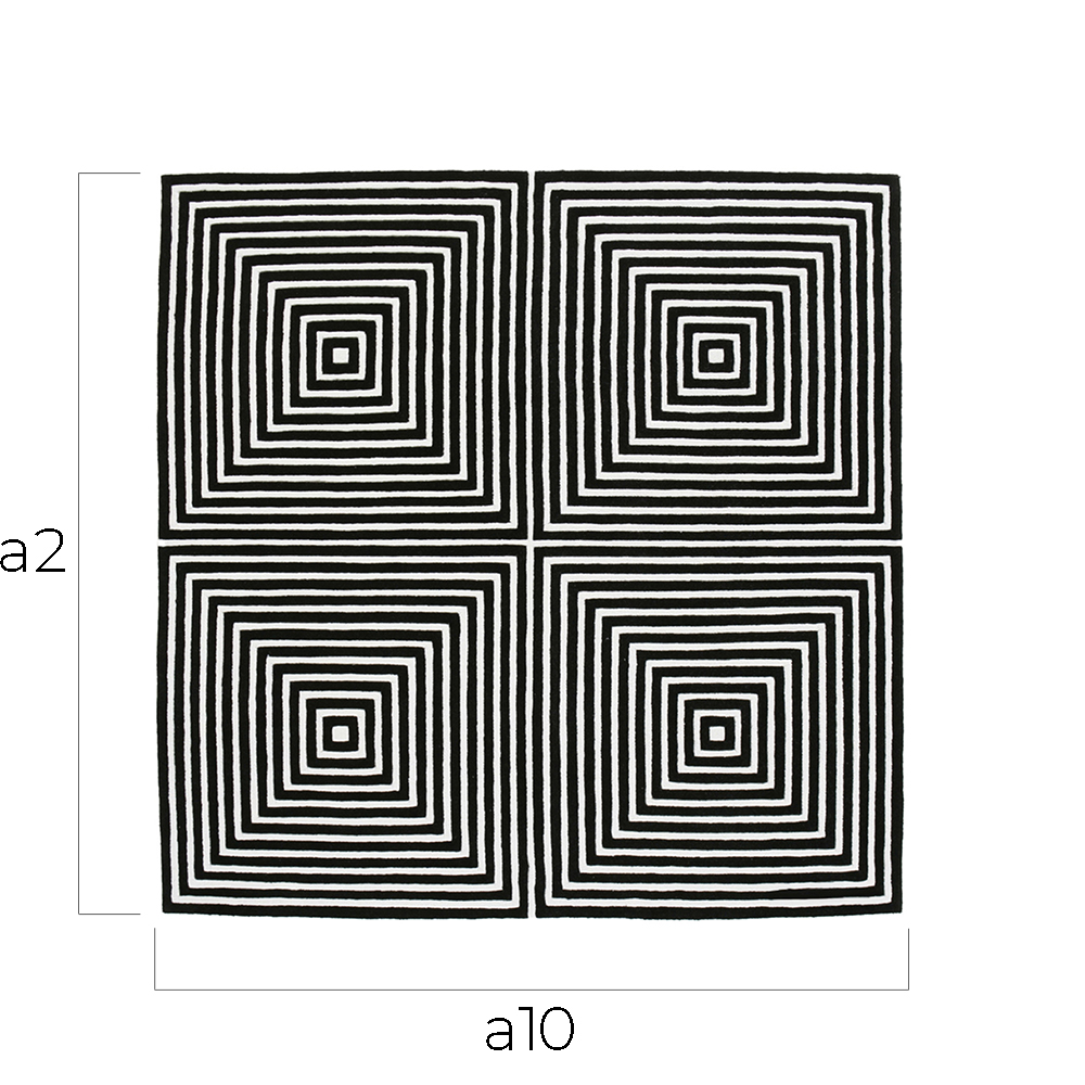 Square Wool Rug – Black & White Geometric Design – 200 x 200 cm – Pymer