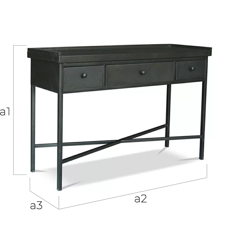 Vintage industrial console 3 drawers steel image 10