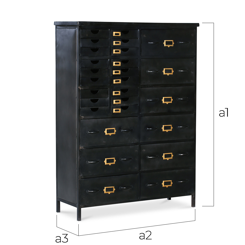 Buy Vintage industrial chest of drawers steel Black 27794 in the UK