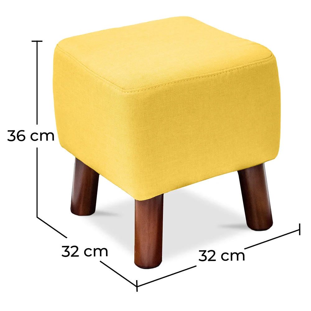 Square Footstool - Linen Upholstered - Wood - Nor image 10