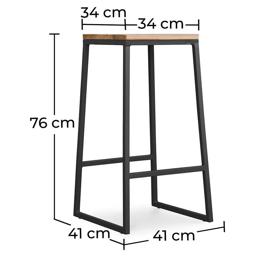 Industrial Design Stool - Wood & Metal - 76cm - Big Boy image 10