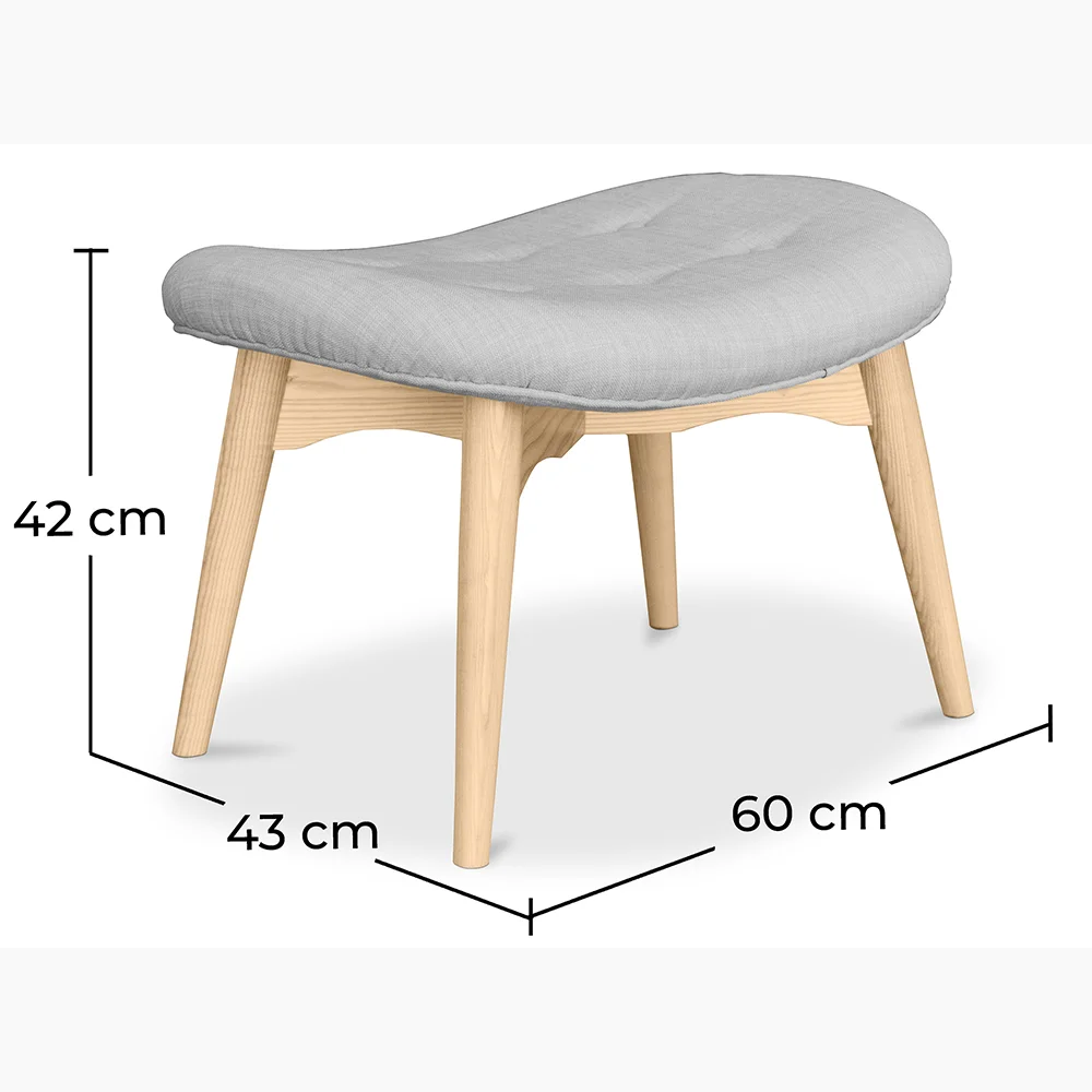 Ottoman upholstered in linen - Scandinavian design - Wood - Kontor image 10