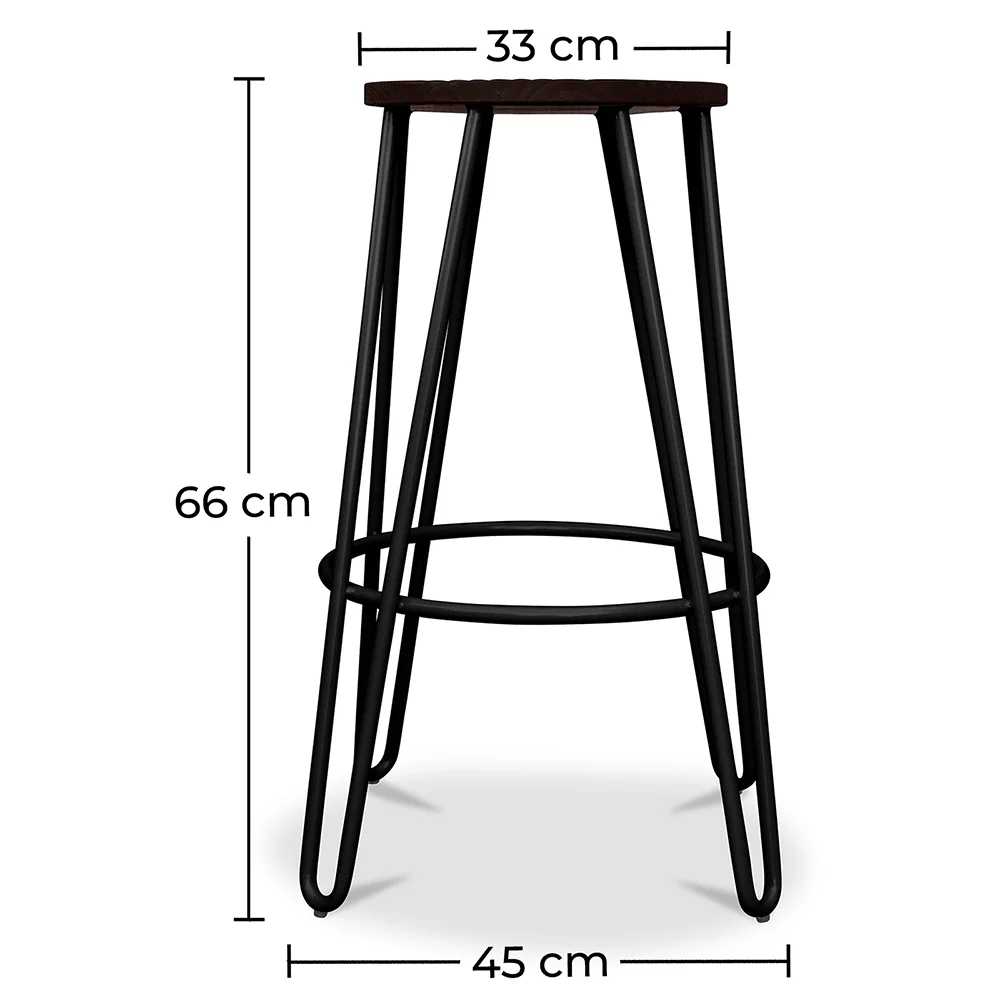 Round Stool - Industrial Design - Wood & Metal - 66cm - Hairpin image 10