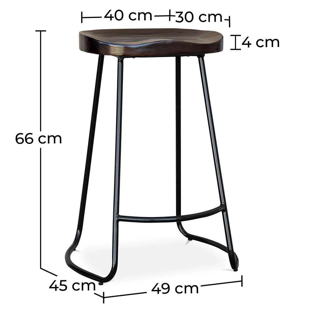 Bar Stool - Industrial Design - Wood & Metal - 66 cm - Adriel image 10