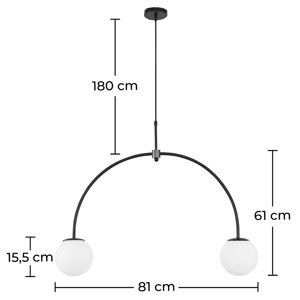 Glass Ball Ceiling Lamp - 2-Arm Pendant Lamp - Josephine image 10