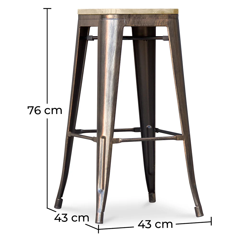 Industrial Design Bar Stool - Steel & Wood - 76cm - Stylix image 10