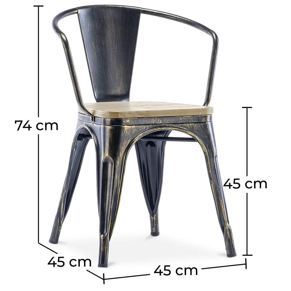 Dining Chair with Armrests - Wood and Steel - Stylix image 10