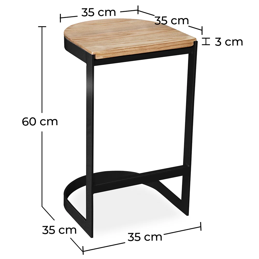 Industrial Design Bar Stool - Wood & Metal - 60cm - Lia image 10