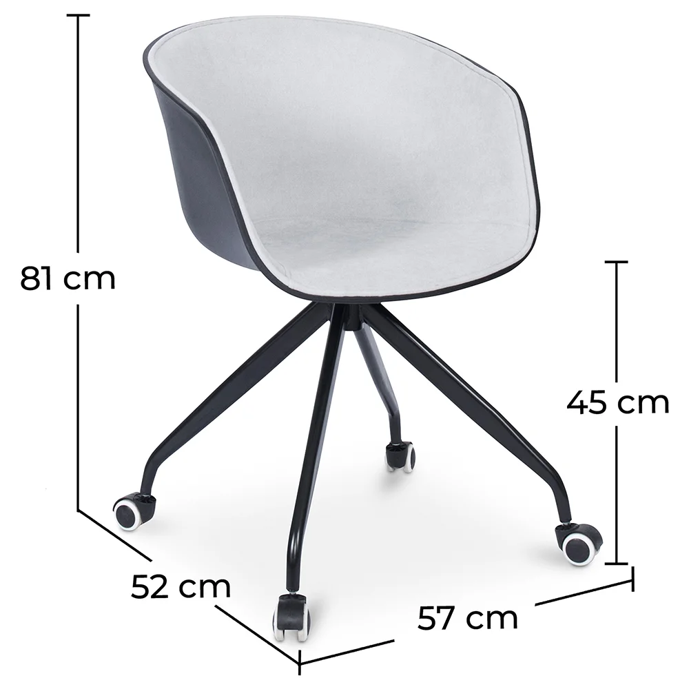 Upholstered Office Chair with Armrests - Desk Chair with Castors - Black and White - Jodie image 10