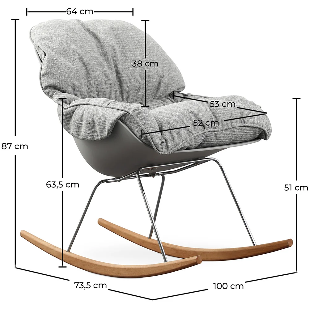 Padded Rocking Chair - Scandinavian Design - Ruma image 10