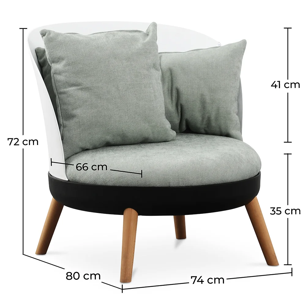 
Round Armchair - Upholstered in Linen - Scandinavian Design - Bella image 10