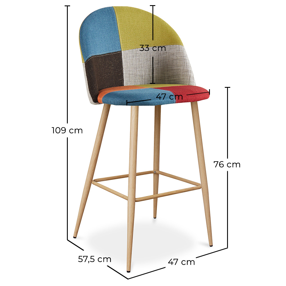 Patchwork Upholstered Stool - Scandinavian Style - Evelyne image 10