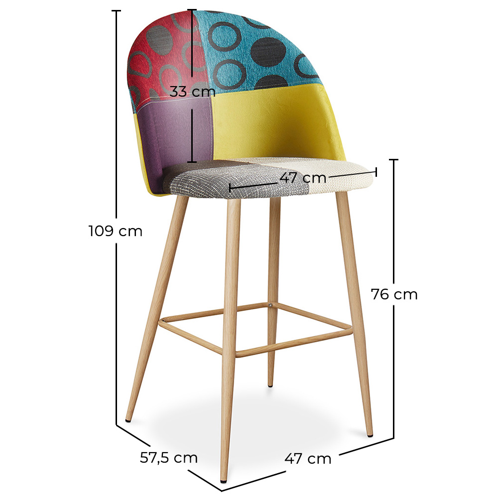 Patchwork Upholstered Stool - Scandinavian Style - Evelyne image 10