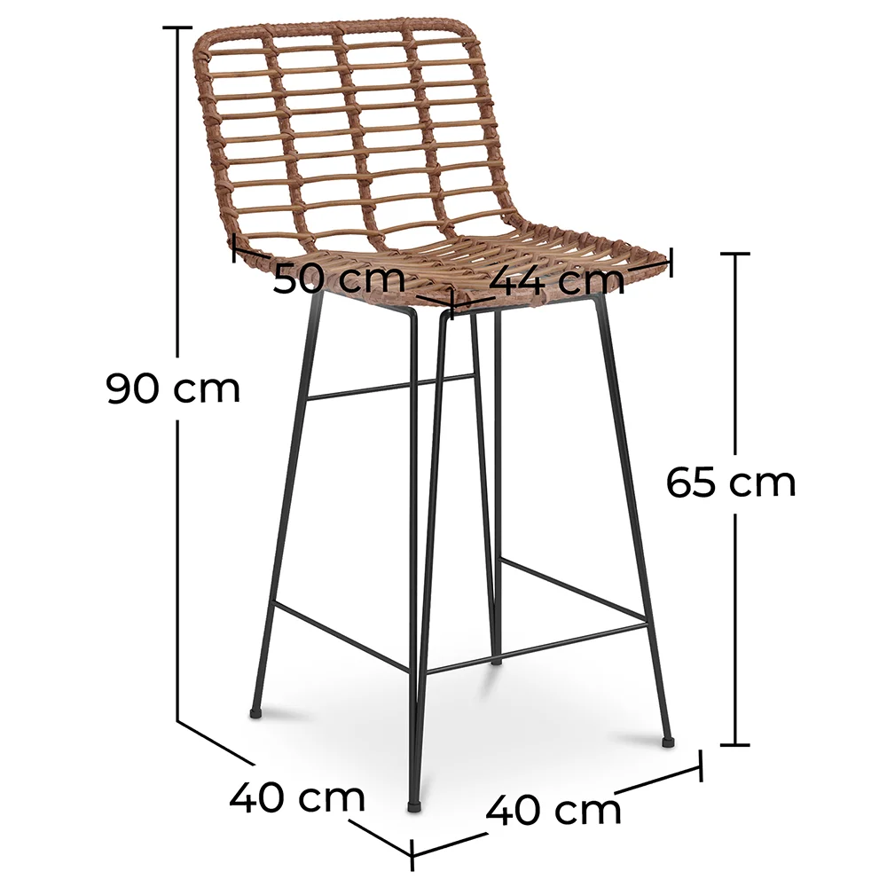 Wicker Bar Stool - Boho Bali Design -65cm - Catori image 10