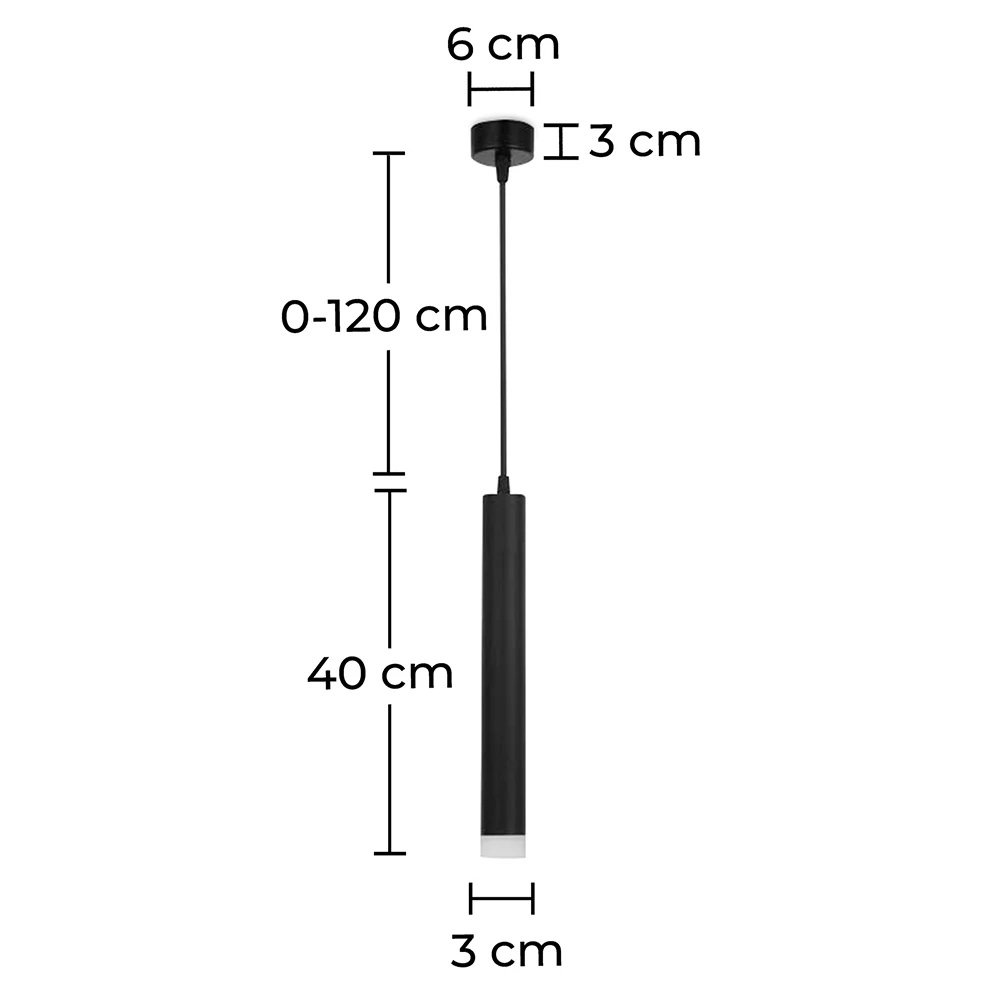 Tube Ceiling Lamp - LED Pendant Lamp - Black - Lilu image 10