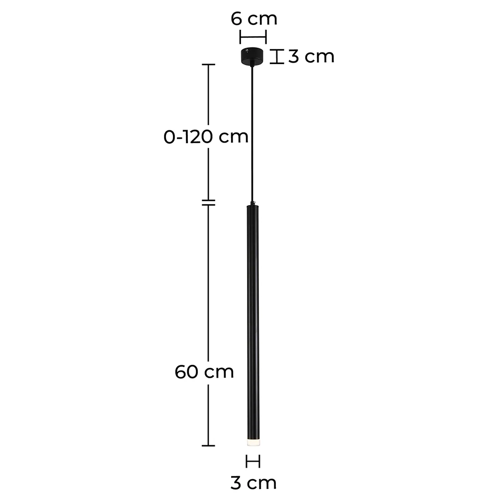LED Tube Ceiling Lamp - Black Pendant Lamp - 60cm - Bruna image 10