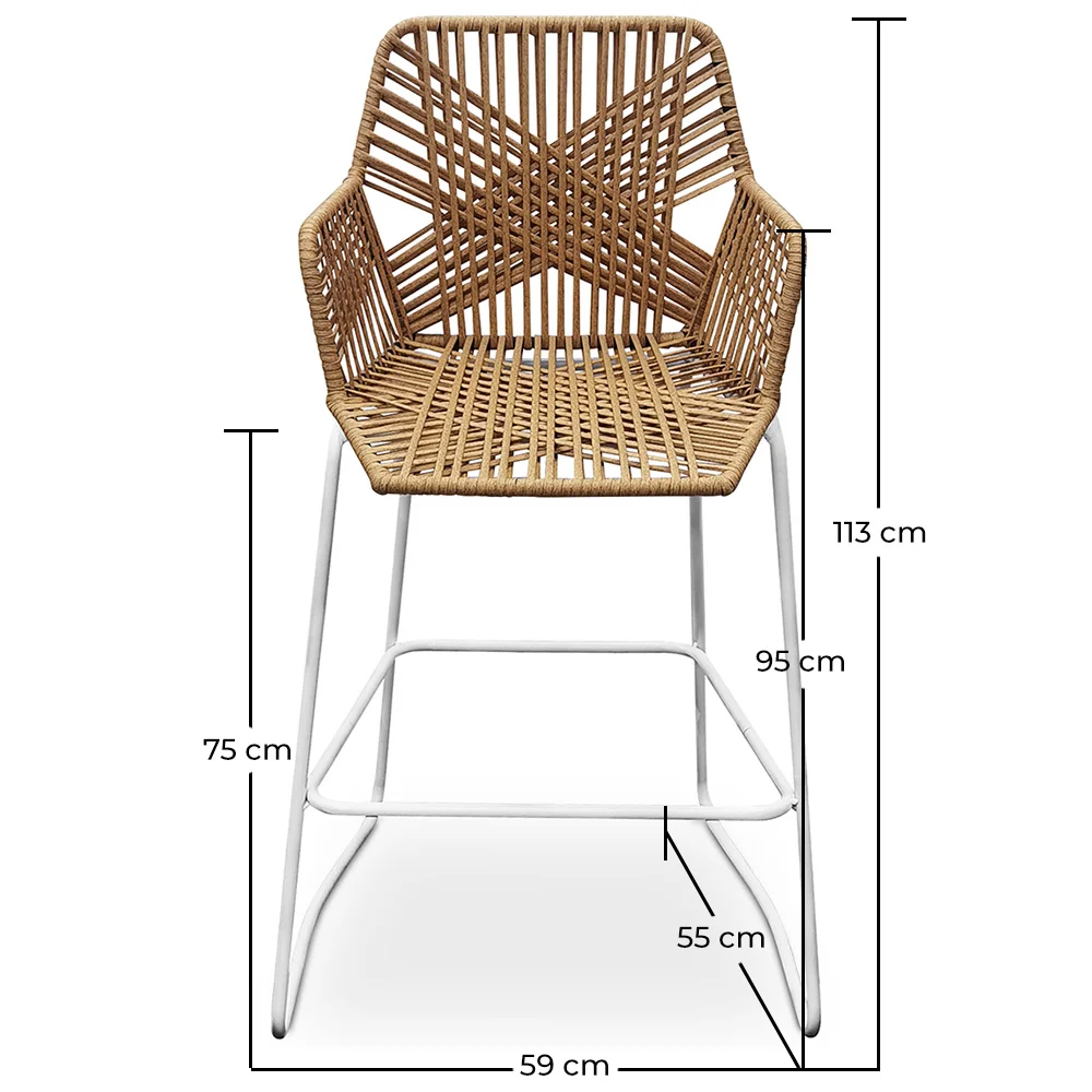 Rattan Boho Bali Design Stool - 75cm - Tale image 10