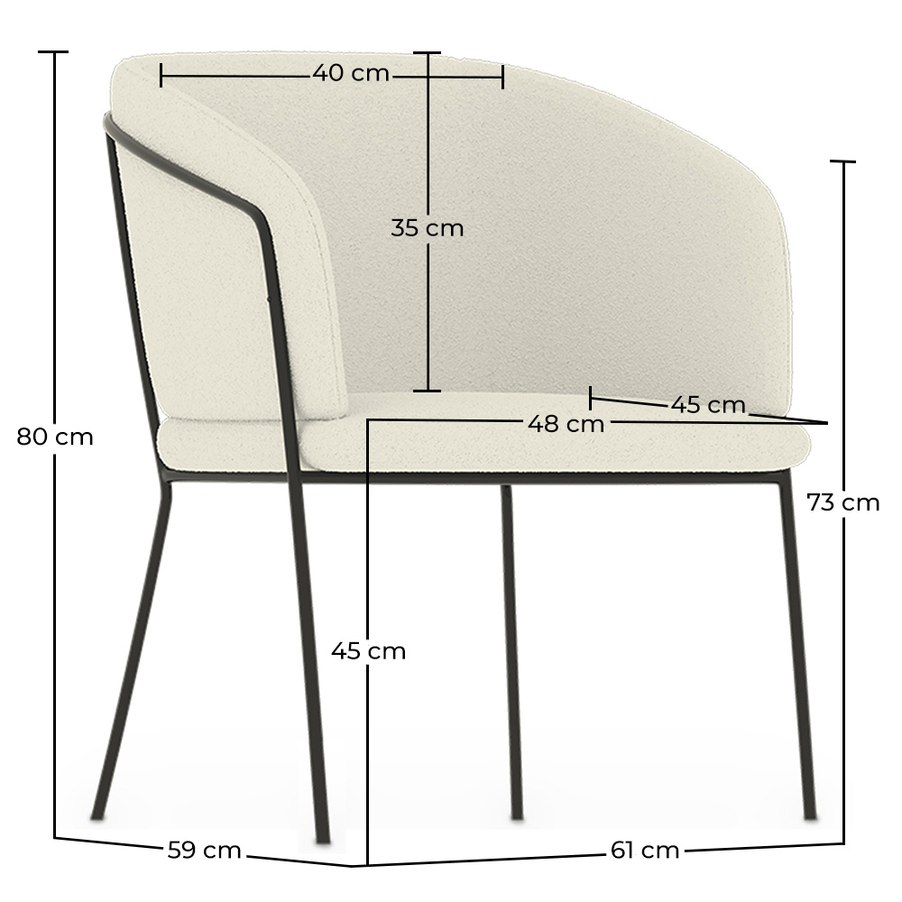 Armchair with Armrests - Upholstered in Bouclé Fabric - Miusen image 10