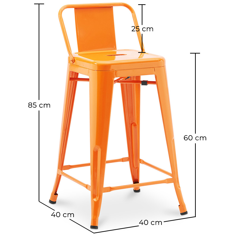 Tabouret de bar avec dossier - Design industriel - 60cm - Nouvelle édition - Stylix