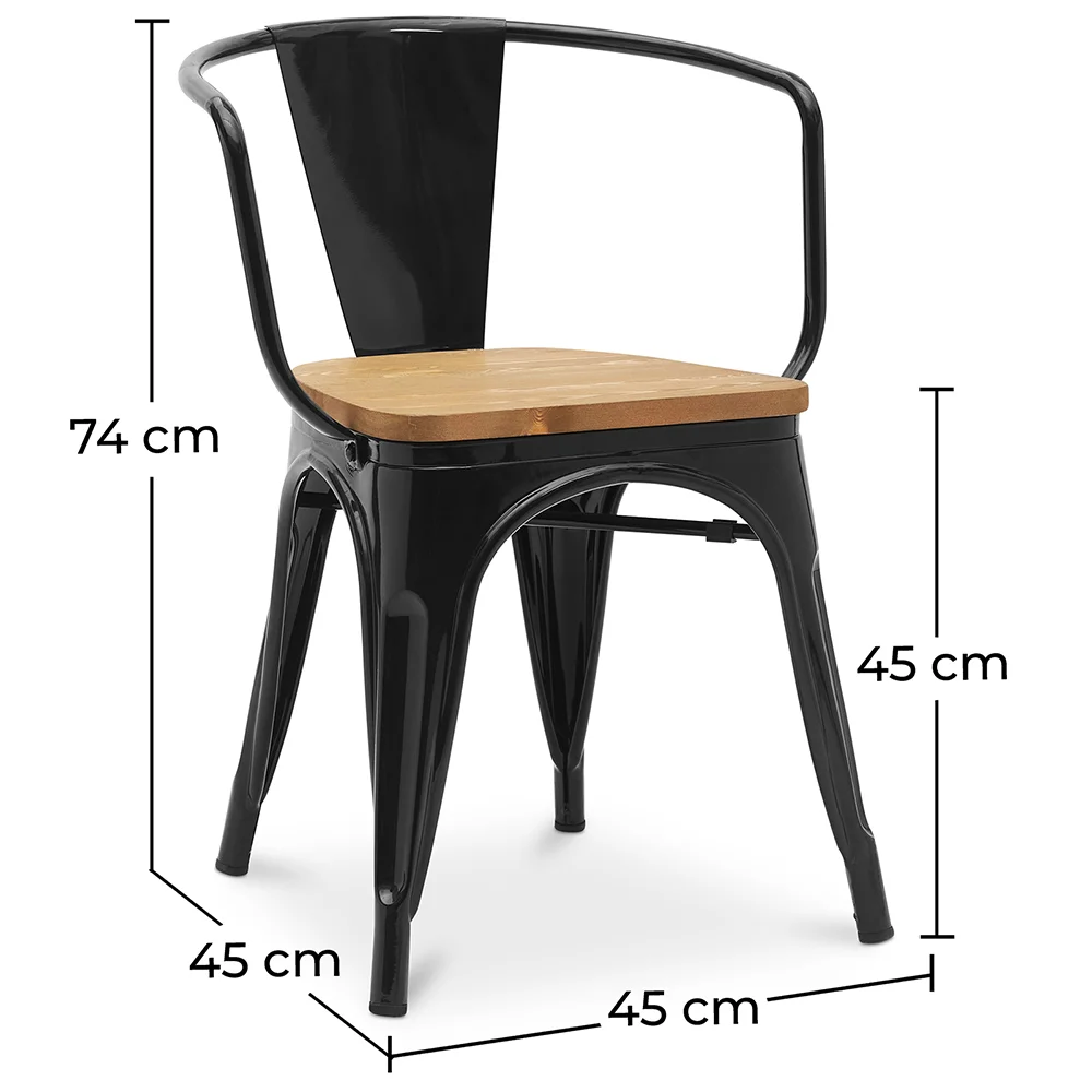 Dining Chair with Armrests - Industrial Design - Wood and Steel - New Edition - Stylix image 10