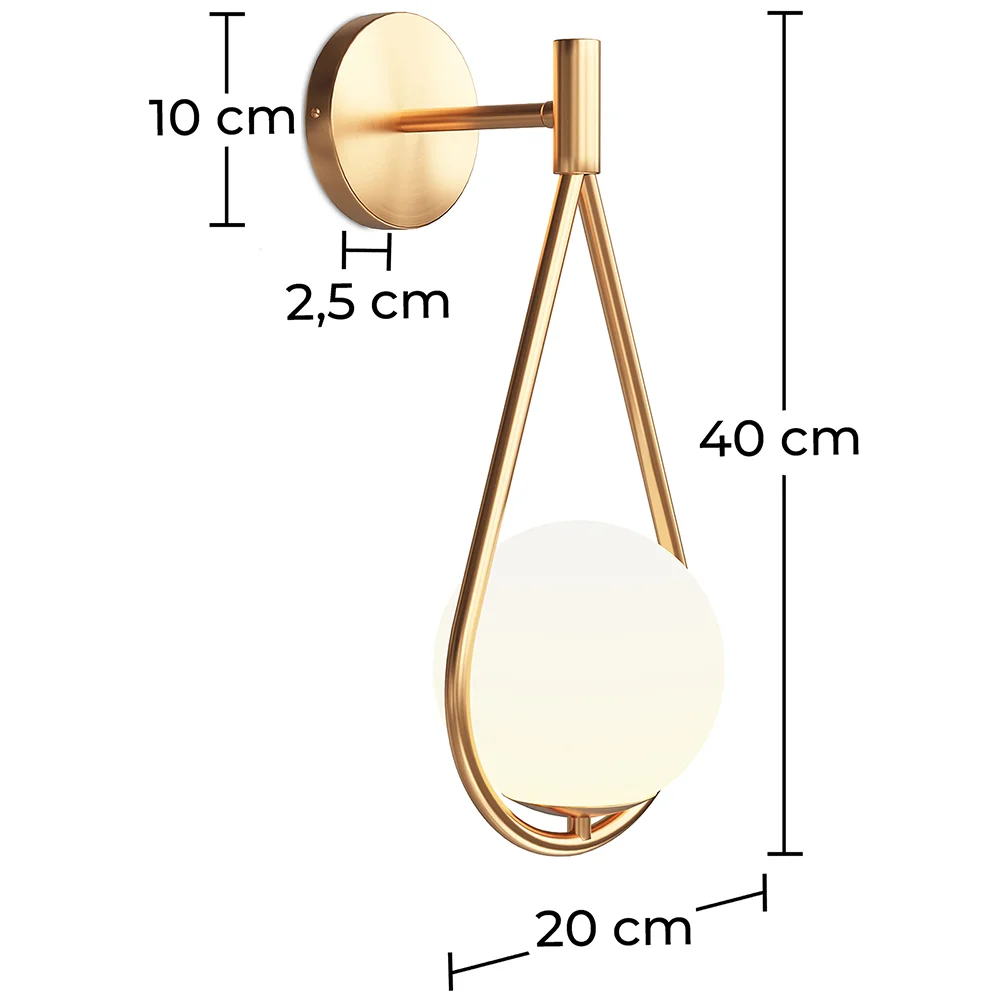 Gold Wall Lamp - Globe - Tear image 10
