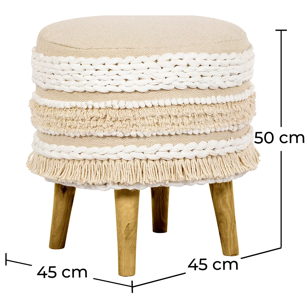 Round Pouf Stool - Boho Bali Style - Ivy  image 10