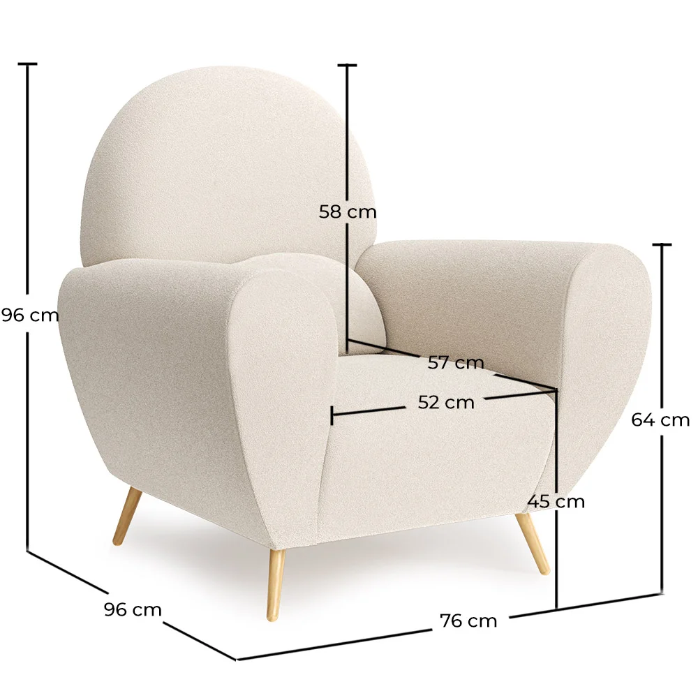 Armchair with Armrests - Upholstered in Boucle Fabric - Belise image 10