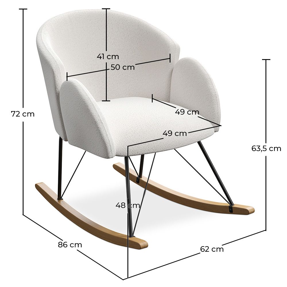Rocking Armchair with Armrests - Upholstered in Boucle Fabric - Freia image 10