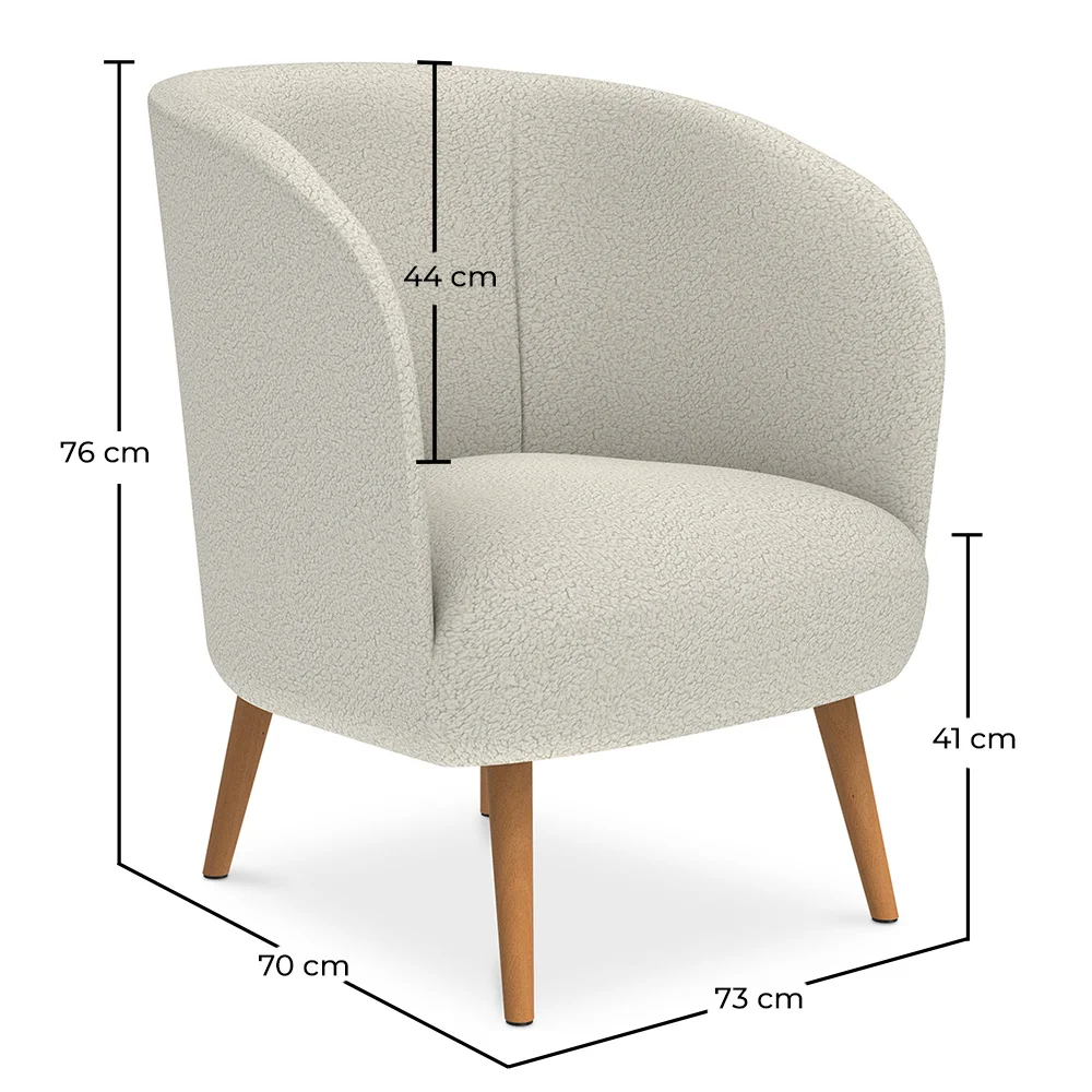 Armchair with Armrests - Upholstered in Boucle Fabric - Wesna image 10