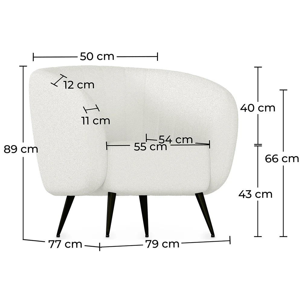 Armchair with Armrests - Upholstered in Boucle Fabric - Nuba image 10
