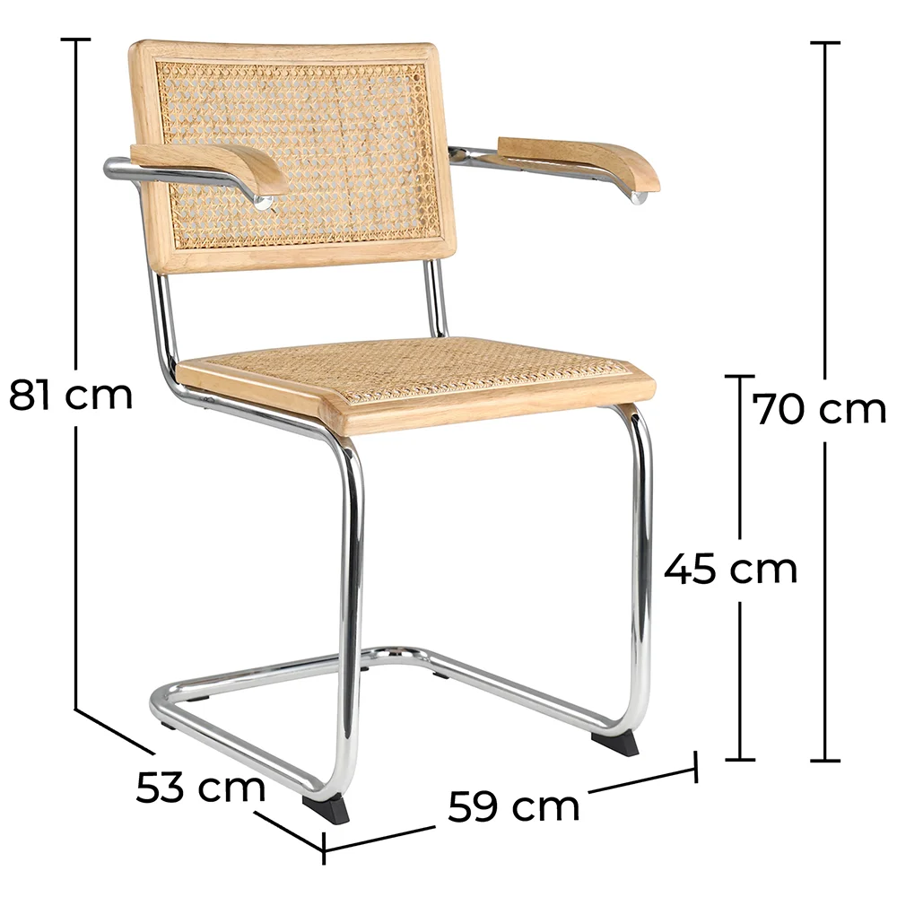 Dining Chair with Armrests - Vintage Design - Wood and Rattan - Bruna image 10