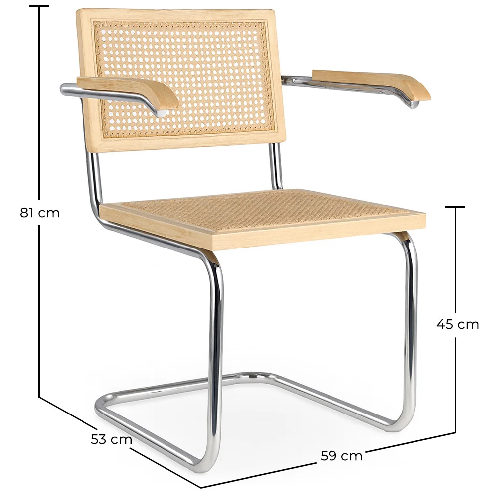 Dining Chair with Armrests - Vintage Design - Wood and Rattan - Bruna image 10