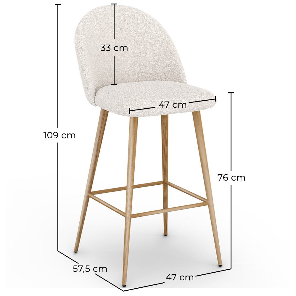 Stool Upholstered in Bouclé Fabric - Scandinavian Design - Evelyne image 10