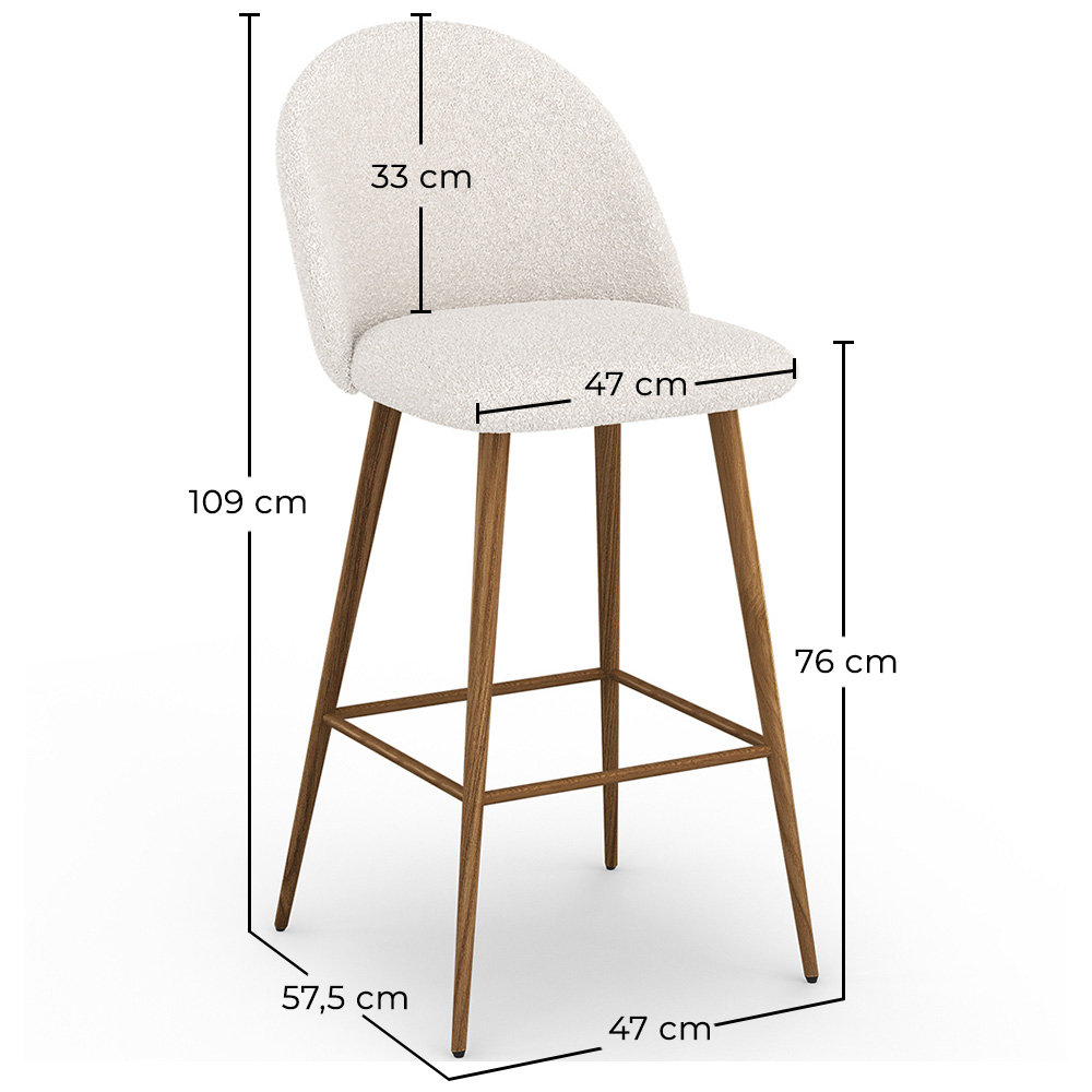 Stool Upholstered in Bouclé Fabric - Scandinavian Design - Evelyne image 10