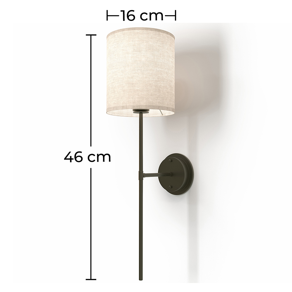 Lamp Wall Light - Black with Fabric Shade - Dena image 10