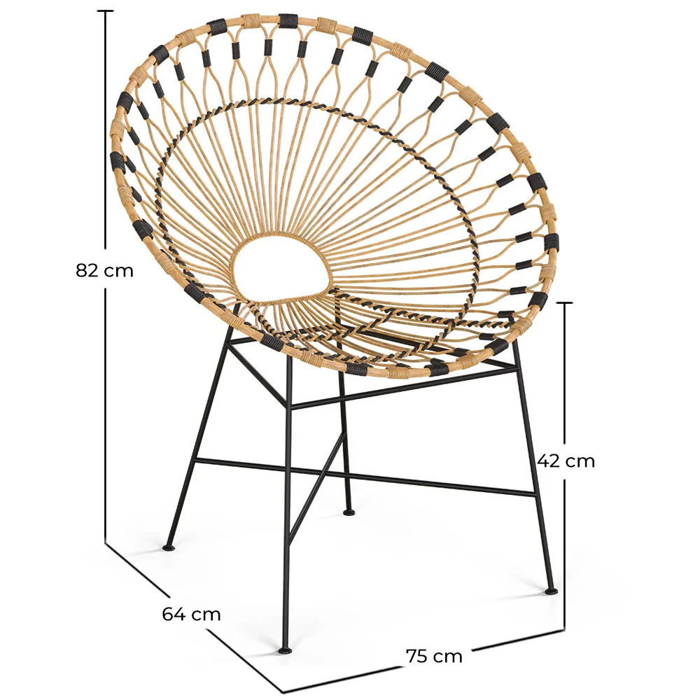 Round Synthetic Rattan Outdoor Chair - Boho Bali Design - Elsa image 10