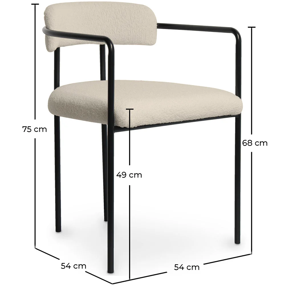 Upholstered Dining Chair - White Boucle - Garne image 10