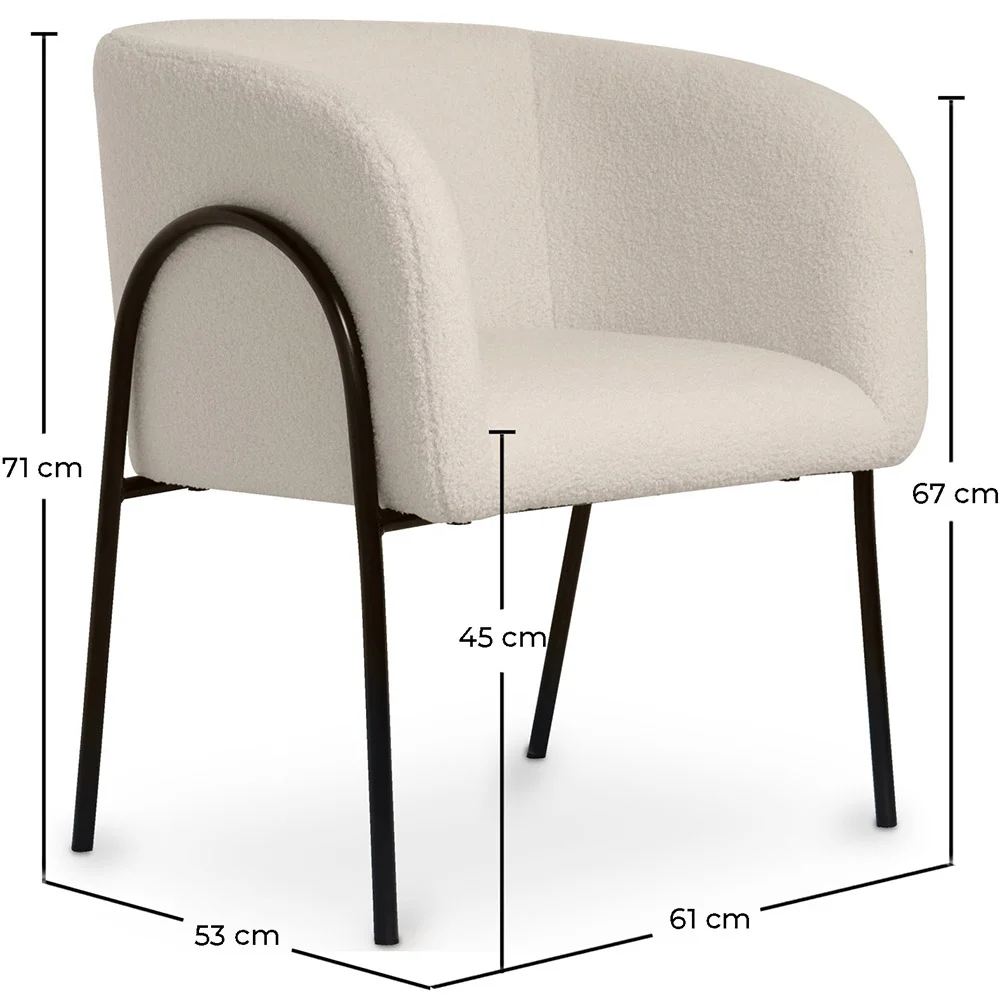 Upholstered Dining Chair - White Boucle - James image 10