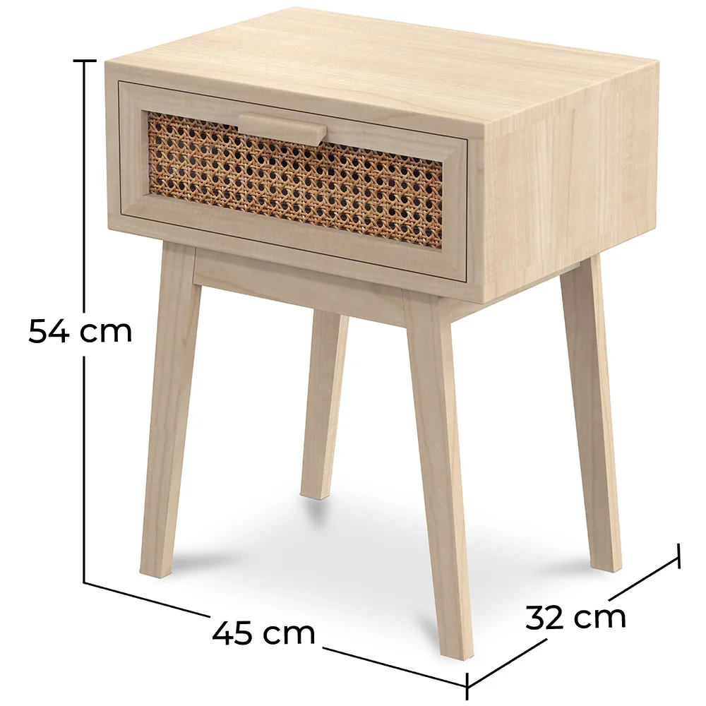 Bedside Table with Drawer - Boho Bali Wood - Yanpai image 10