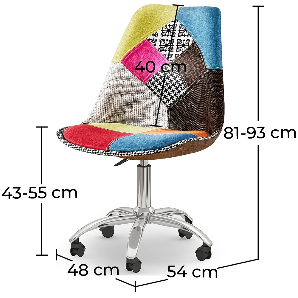 Swivel Office Chair - Patchwork Upholstery  - Patchwork Simona image 10