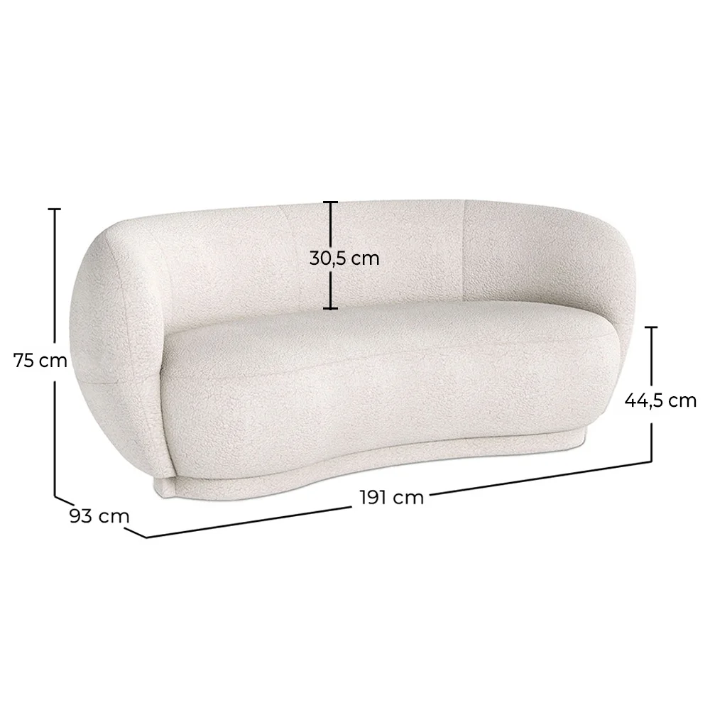 Curved Sofa - 3 Seater - Boucle Fabric - Curvy image 10