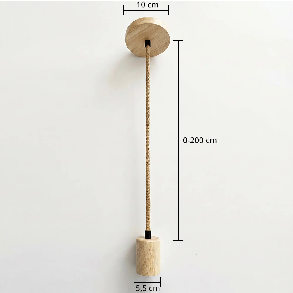 Hanging Lamp Cable in Jute and Wood - 200cm - Hanz image 10