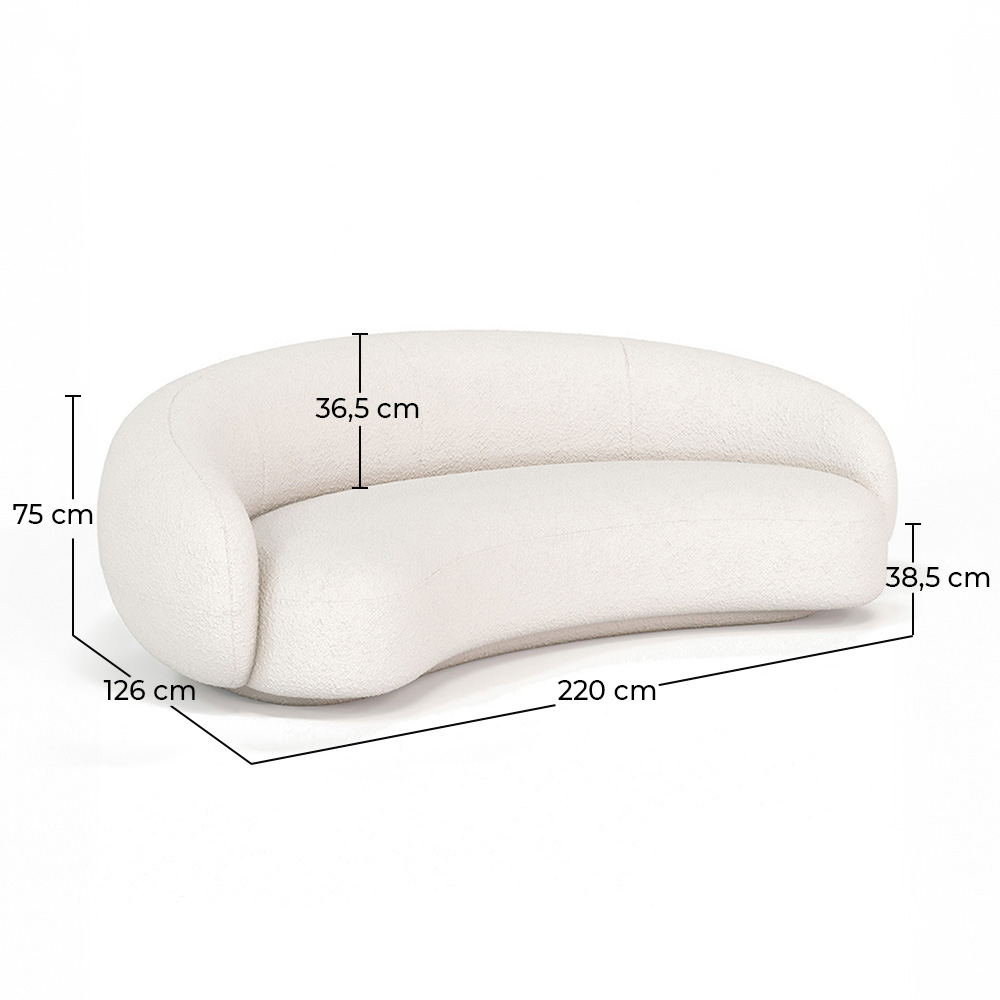 Curved Bouclé Fabric Sofa - 3/4 Seats - Souta image 10