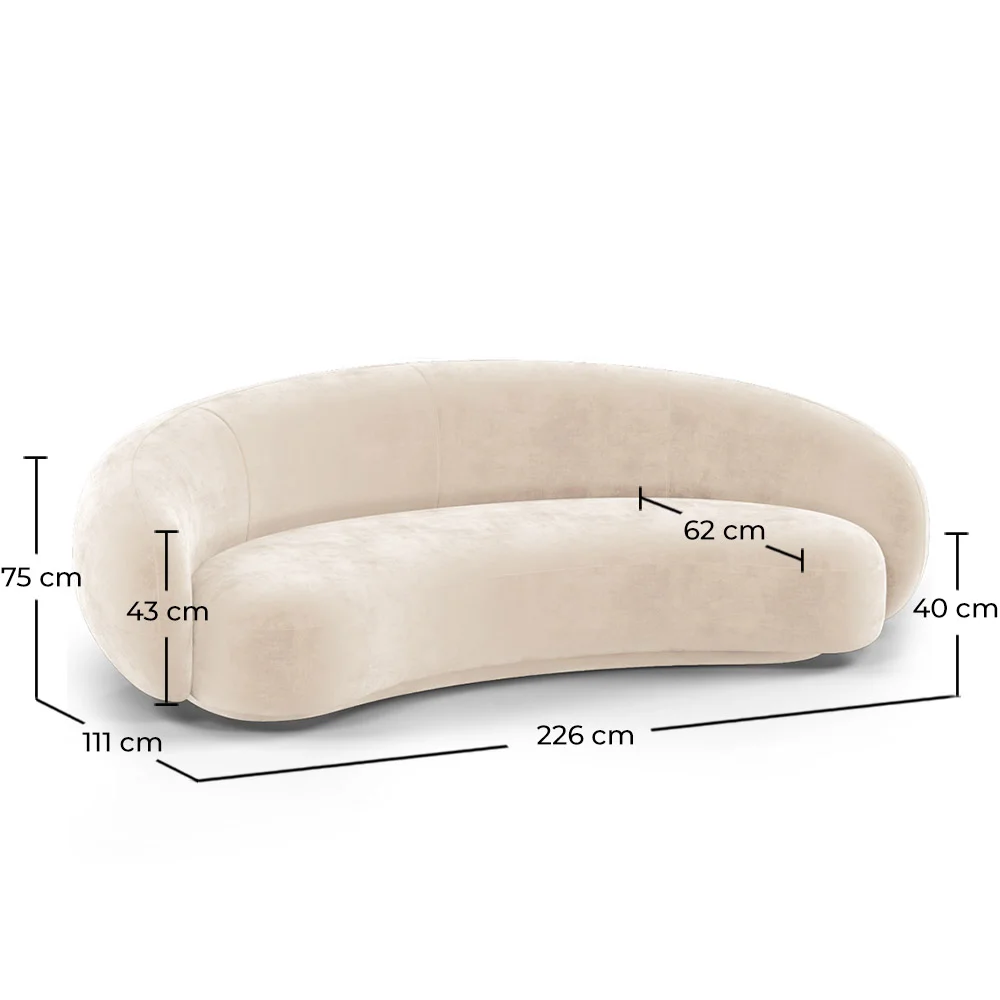 Velvet Curved Sofa - 3/4 Seats - Souta image 10